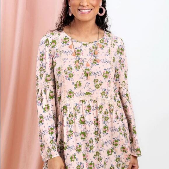 NWT Matilda Jane Like A Lady Pink Floral Crochet Tunic Blouse Small - Picture 6 of 15